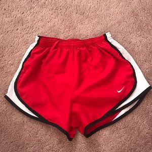 red Nike Tempo shorts